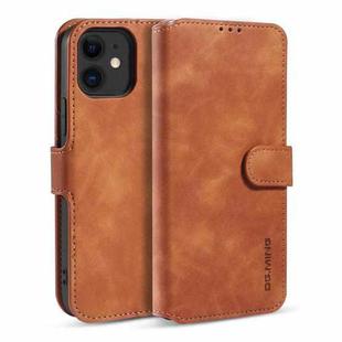 For iPhone 12 mini DG.MING Retro Oil Side Horizontal Flip Case with Holder & Card Slots & Wallet (Brown)