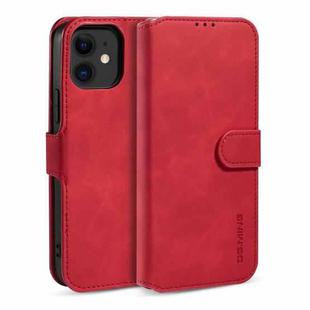 For iPhone 12 mini DG.MING Retro Oil Side Horizontal Flip Case with Holder & Card Slots & Wallet (Red)