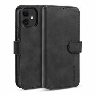 For iPhone 12 mini DG.MING Retro Oil Side Horizontal Flip Case with Holder & Card Slots & Wallet (Black)