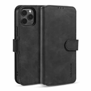 For iPhone 12 / 12 Pro DG.MING Retro Oil Side Horizontal Flip Case with Holder & Card Slots & Wallet(Black)