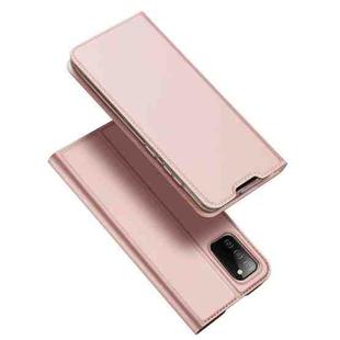 For Samsung Galaxy A02s 166.5mm Version DUX DUCIS Skin Pro Series Horizontal Flip PU + TPU Leather Case with Holder & Card Slots(Rose Gold)