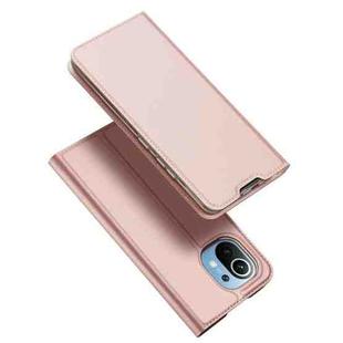 For Xiaomi Mi 11 DUX DUCIS Skin Pro Series Horizontal Flip PU + TPU Leather Case with Holder & Card Slots(Rose Gold)