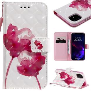 For iPhone 11 3D Painted Pattern Horizontal Flip Leather Case, with Wallet & Holder & Card Slots & Lanyard(Red Rose)