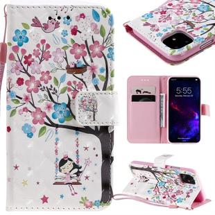 For iPhone 11 3D Painted Pattern Horizontal Flip Leather Case, with Wallet & Holder & Card Slots & Lanyard(Girl Under The Tree)