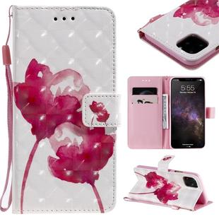 For iPhone 11 Pro Max 3D Painted Pattern Horizontal Flip Leather Case, with Wallet & Holder & Card Slots & Lanyard(Red Rose)