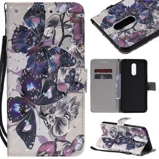 For LG Stylo 5 3D Painted Pattern Horizontal Flip Leather Case, with Wallet & Holder & Card Slots & Lanyard(Black Butterfly)