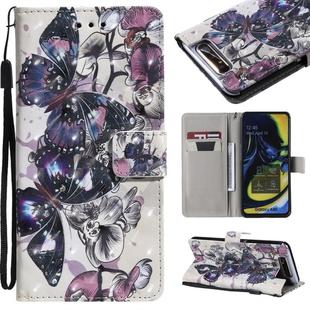 For Galaxy A80 / A90 3D Painted Pattern Horizontal Flip Leather Case, with Wallet & Holder & Card Slots & Lanyard(Black Butterfly)