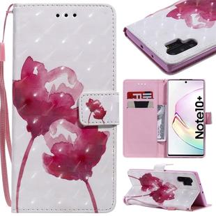 For Galaxy Note 10 Plus 3D Painted Pattern Horizontal Flip Leather Case, with Wallet & Holder & Card Slots & Lanyard(Red Rose)
