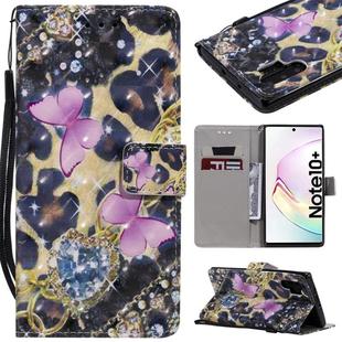 For Galaxy Note 10 Plus 3D Painted Pattern Horizontal Flip Leather Case, with Wallet & Holder & Card Slots & Lanyard(Pink Butterfly)