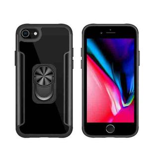 PC +TPU + Metal Shockproof Protective Case with Ring Holder For iPhone SE 2022 / SE 2020 / 8 / 7(Black)