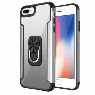 PC +TPU + Metal Shockproof Protective Case with Ring Holder For iPhone 8 Plus / 7 Plus(Silver)