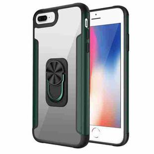 PC +TPU + Metal Shockproof Protective Case with Ring Holder For iPhone 8 Plus / 7 Plus(Green)