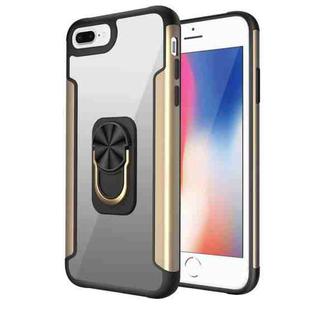 PC +TPU + Metal Shockproof Protective Case with Ring Holder For iPhone 8 Plus / 7 Plus(Gold)