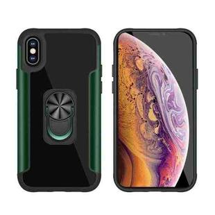 PC +TPU + Metal Shockproof Protective Case with Ring Holder For iPhone XS / X(Green)