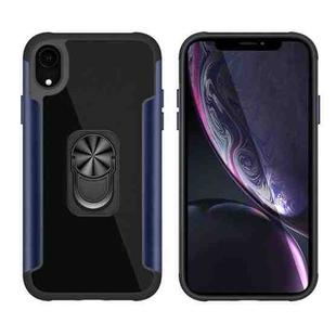 PC +TPU + Metal Shockproof Protective Case with Ring Holder For iPhone XR(Navy Blue)