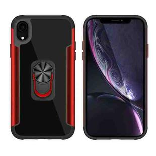 PC +TPU + Metal Shockproof Protective Case with Ring Holder For iPhone XR(Red)