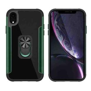 PC +TPU + Metal Shockproof Protective Case with Ring Holder For iPhone XR(Green)