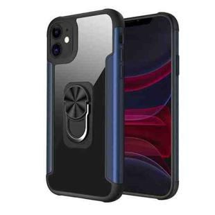 PC +TPU + Metal Shockproof Protective Case with Ring Holder For iPhone 11(Navy Blue)
