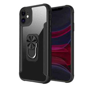 PC +TPU + Metal Shockproof Protective Case with Ring Holder For iPhone 11(Black)