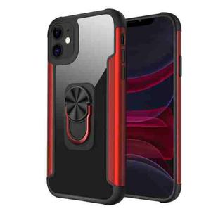 PC +TPU + Metal Shockproof Protective Case with Ring Holder For iPhone 11(Red)