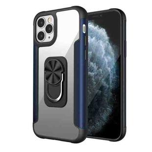 PC +TPU + Metal Shockproof Protective Case with Ring Holder For iPhone 11 Pro(Navy Blue)