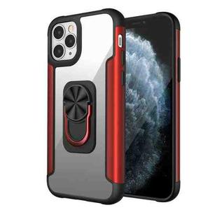 PC +TPU + Metal Shockproof Protective Case with Ring Holder For iPhone 11 Pro(Red)