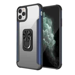 PC +TPU + Metal Shockproof Protective Case with Ring Holder For iPhone 11 Pro Max(Navy Blue)