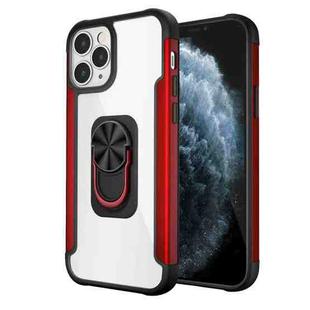 PC +TPU + Metal Shockproof Protective Case with Ring Holder For iPhone 12 / 12 Pro(Red)