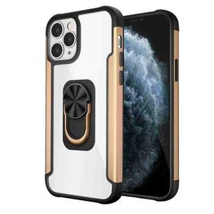 PC +TPU + Metal Shockproof Protective Case with Ring Holder For iPhone 12 / 12 Pro(Gold)