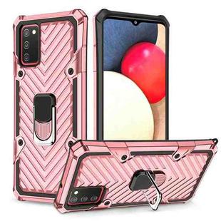 For Samsung Galaxy A02s (US Version) Cool Armor PC + TPU Shockproof Case with 360 Degree Rotation Ring Holder(Rose Gold)