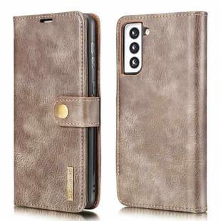 For Samsung Galaxy S21 5G DG.MING Crazy Horse Texture Flip Detachable Magnetic Leather Case with Holder & Card Slots & Wallet(Grey)