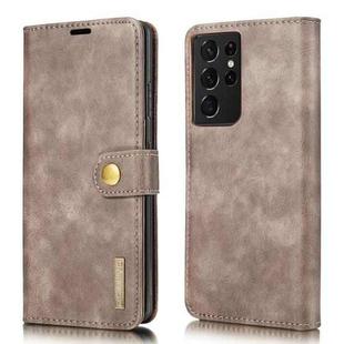 For Samsung Galaxy S21 Ultra 5G DG.MING Crazy Horse Texture Flip Detachable Magnetic Leather Case with Holder & Card Slots & Wallet(Grey)