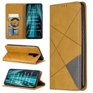 For Xiaomi Redmi Note 8 Pro Rhombus Texture Horizontal Flip Magnetic Leather Case with Holder & Card Slots(Yellow)