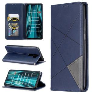 For Xiaomi Redmi Note 8 Pro Rhombus Texture Horizontal Flip Magnetic Leather Case with Holder & Card Slots(Blue)