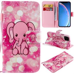 For iPhone 11 Pro Painted Pattern Horizontal Flip Leather Case, with Wallet & Holder & Card Slots & Lanyard(Pink Elephant)