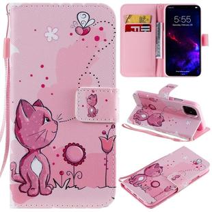 For iPhone 11 Painted Pattern Horizontal Flip Leather Case, with Wallet & Holder & Card Slots & Lanyard(Cat and Bee)