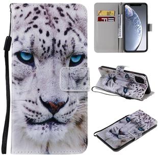 For iPhone 11 Pro Max Painted Pattern Horizontal Flip Leather Case, with Wallet & Holder & Card Slots & Lanyard(White Leopard)