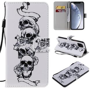 For iPhone 11 Pro Max Painted Pattern Horizontal Flip Leather Case, with Wallet & Holder & Card Slots & Lanyard(Skull)