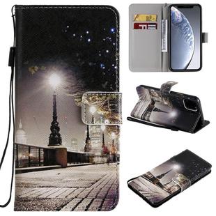 For iPhone 11 Pro Max Painted Pattern Horizontal Flip Leather Case, with Wallet & Holder & Card Slots & Lanyard(Cityscape)