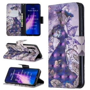 For Xiaomi Redmi Note 8 3D Pattern Colored Drawing Horizontal Flip Leather Case with Holder & Card Slots & Wallet(Peacock)