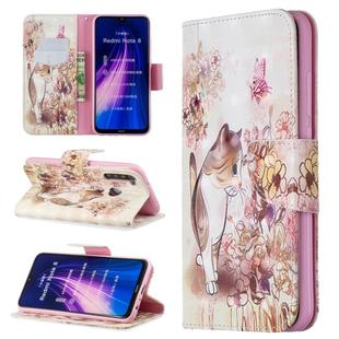 For Xiaomi Redmi Note 8 3D Pattern Colored Drawing Horizontal Flip Leather Case with Holder & Card Slots & Wallet(Kitten)