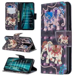 For Xiaomi Redmi Note 8 Pro 3D Pattern Colored Drawing Horizontal Flip Leather Case with Holder & Card Slots & Wallet(Two Elephant)