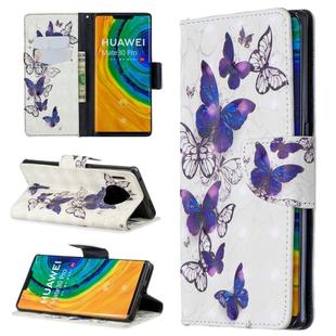 For Huawei Mate 30 Pro 3D Pattern Colored Drawing Horizontal Flip Leather Case with Holder & Card Slots & Wallet(Group Butterfly)