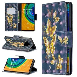 For Huawei Mate 30 Pro 3D Pattern Colored Drawing Horizontal Flip Leather Case with Holder & Card Slots & Wallet(Black Butterfly)