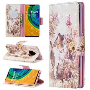 For Huawei Mate 30 Pro 3D Pattern Colored Drawing Horizontal Flip Leather Case with Holder & Card Slots & Wallet(Kitten)