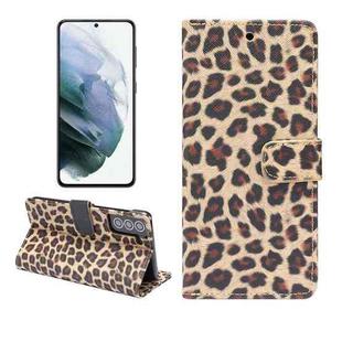 For Samsung Galaxy S21 5G Leopard Pattern Horizontal Flip Leather Case with Holder & Card Slots(Yellow)