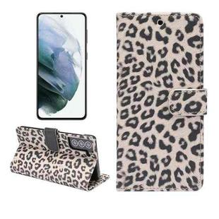 For Samsung Galaxy S21+ 5G Leopard Pattern Horizontal Flip Leather Case with Holder & Card Slots(Brown)
