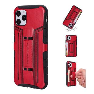 For iPhone 11 Pro Four-Corner Shockproof Paste Skin TPU Protective Case with Card Slots(Red)