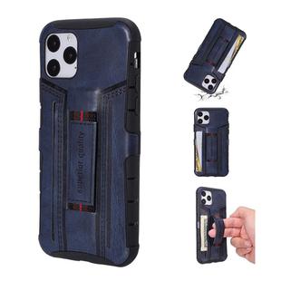 For iPhone 11 Four-Corner Shockproof Paste Skin TPU Protective Case with Card Slots(Blue)