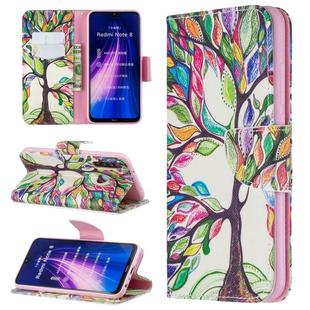For Xiaomi Redmi Note 8 Colored Drawing Horizontal Flip Leather Case with Holder & Card Slots & Wallet(Life Tree)